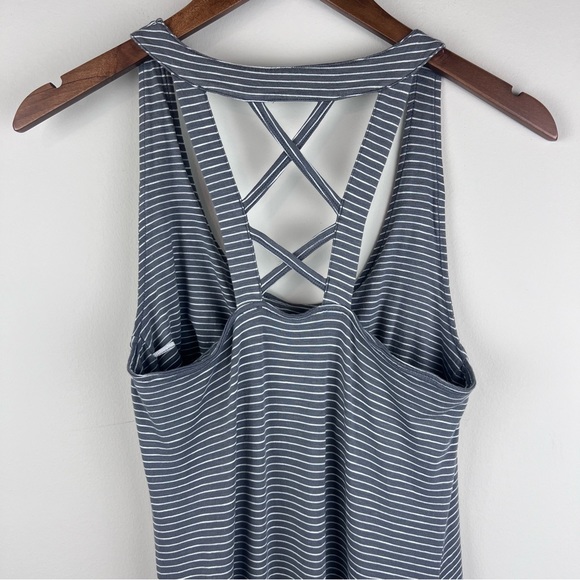 Toad&Co Maxi Dress Racerback Grey Stripe Full Length Size S - Picture 7 of 10